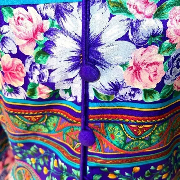 Adrianna Papell Silk Jacket Womens Size 10 Vintage Lined Shoulder Pads Purple - Picture 8 of 10